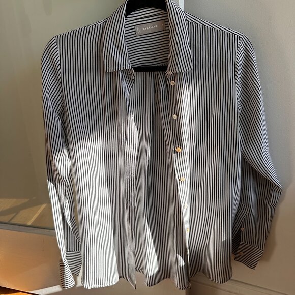 Everlane Black + White Silk Button Down - Picture 2 of 2
